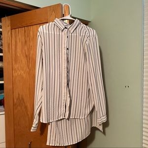 Brave Soul Black & White Vertical Striped Button Down